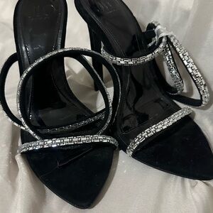 Jlo Black Heels with rhinestone Accents